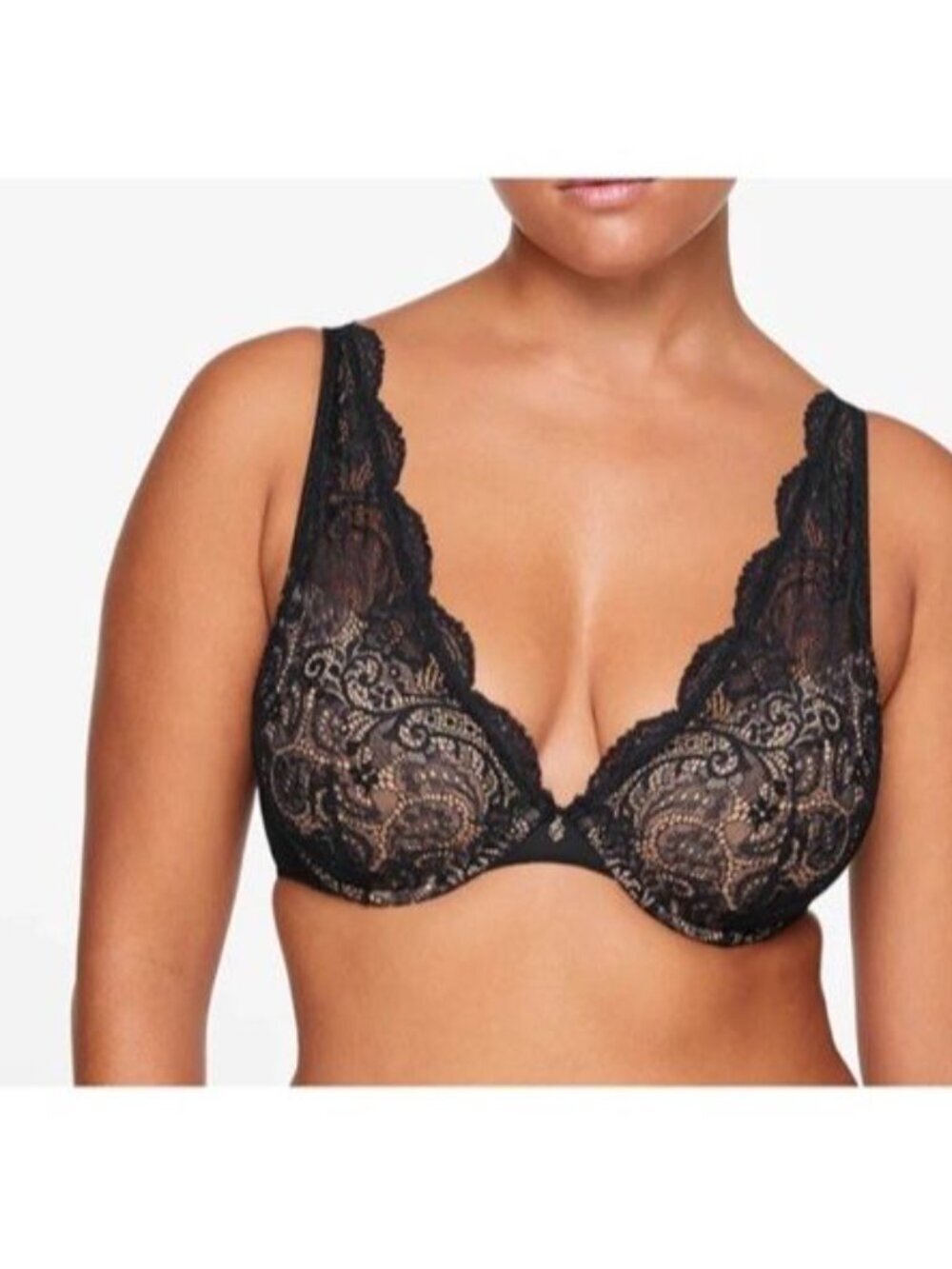 Third Love 38D Bra Black 24/7 Lace Contour Plunge Underwire Back Close Stretch - Picture 2 of 6